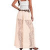 image:imageLYANER Womens Floral Lace Maxi Skirt High Waisted Flowy Sheer A Line Boho Skirts with Inner ShortsBeige