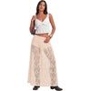 image:imageLYANER Womens Floral Lace Maxi Skirt High Waisted Flowy Sheer A Line Boho Skirts with Inner ShortsBeige