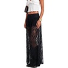 image:imageLYANER Womens Floral Lace Maxi Skirt High Waisted Flowy Sheer A Line Boho Skirts with Inner ShortsBlack