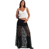 image:imageLYANER Womens Floral Lace Maxi Skirt High Waisted Flowy Sheer A Line Boho Skirts with Inner ShortsBlack