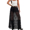 image:imageLYANER Womens Floral Lace Maxi Skirt High Waisted Flowy Sheer A Line Boho Skirts with Inner ShortsBlack
