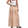 image:imageLYANER Womens Floral Lace Maxi Skirt High Waisted Flowy Sheer A Line Boho Skirts with Inner ShortsKhaki