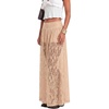 image:imageLYANER Womens Floral Lace Maxi Skirt High Waisted Flowy Sheer A Line Boho Skirts with Inner ShortsKhaki
