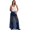 image:imageLYANER Womens Floral Lace Maxi Skirt High Waisted Flowy Sheer A Line Boho Skirts with Inner ShortsNavy Blue