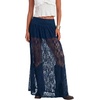 image:imageLYANER Womens Floral Lace Maxi Skirt High Waisted Flowy Sheer A Line Boho Skirts with Inner ShortsNavy Blue