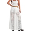 image:imageLYANER Womens Floral Lace Maxi Skirt High Waisted Flowy Sheer A Line Boho Skirts with Inner ShortsWhite