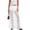 image:imageLYANER Womens Floral Lace Maxi Skirt High Waisted Flowy Sheer A Line Boho Skirts with Inner ShortsWhite
