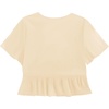 image:imageLYANER Womens Floral Print V Neck Tie Knot Ruffle Hem Short Sleeve Blouse Peplum TopBeige