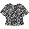 image:imageLYANER Womens Floral Print V Neck Tie Knot Ruffle Hem Short Sleeve Blouse Peplum TopBlack Printed