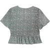 image:imageLYANER Womens Floral Print V Neck Tie Knot Ruffle Hem Short Sleeve Blouse Peplum TopDeep Green Floral