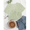 image:imageLYANER Womens Floral Print V Neck Tie Knot Ruffle Hem Short Sleeve Blouse Peplum TopGreen Printed