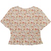 image:imageLYANER Womens Floral Print V Neck Tie Knot Ruffle Hem Short Sleeve Blouse Peplum TopPink Printed