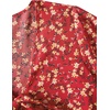 image:imageLYANER Womens Floral Print V Neck Tie Knot Ruffle Hem Short Sleeve Blouse Peplum TopRed Yellow Floral