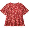image:imageLYANER Womens Floral Print V Neck Tie Knot Ruffle Hem Short Sleeve Blouse Peplum TopRed Yellow Floral