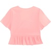 image:imageLYANER Womens Floral Print V Neck Tie Knot Ruffle Hem Short Sleeve Blouse Peplum TopSolid Pink