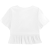 image:imageLYANER Womens Floral Print V Neck Tie Knot Ruffle Hem Short Sleeve Blouse Peplum TopWhite