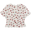 image:imageLYANER Womens Floral Print V Neck Tie Knot Ruffle Hem Short Sleeve Blouse Peplum TopWhite Printed