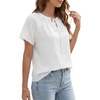 image:imageLYANER Womens Floral Tie Front Short Sleeve Loose Fit Dressy Casual Blouse TopsWhite