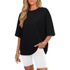 image:imageLYANER Womens Half Sleeve Jewel Neck Loose Fit Casual Blouse Top ShirtBlack