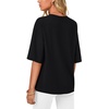 image:imageLYANER Womens Half Sleeve Jewel Neck Loose Fit Casual Blouse Top ShirtBlack