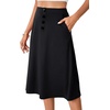 image:imageLYANER Womens High Waist A Line Button Front Flared Midi Skirts with PocketBlack