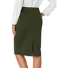 image:imageLYANER Womens High Waist Button Stretch Pencil Knee Length Straight Midi Skirt for Business CasualArmy Green