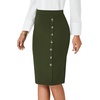 image:imageLYANER Womens High Waist Button Stretch Pencil Knee Length Straight Midi Skirt for Business CasualArmy Green