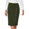 image:imageLYANER Womens High Waist Button Stretch Pencil Knee Length Straight Midi Skirt for Business CasualArmy Green