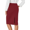 image:imageLYANER Womens High Waist Button Stretch Pencil Knee Length Straight Midi Skirt for Business CasualBurgundy