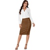image:imageLYANER Womens High Waist Button Stretch Pencil Knee Length Straight Midi Skirt for Business CasualDark Brown