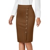 image:imageLYANER Womens High Waist Button Stretch Pencil Knee Length Straight Midi Skirt for Business CasualDark Brown