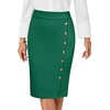 image:imageLYANER Womens High Waist Button Stretch Pencil Knee Length Straight Midi Skirt for Business CasualDark Green