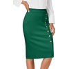image:imageLYANER Womens High Waist Button Stretch Pencil Knee Length Straight Midi Skirt for Business CasualDark Green