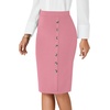 image:imageLYANER Womens High Waist Button Stretch Pencil Knee Length Straight Midi Skirt for Business CasualDusty Pink