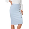 image:imageLYANER Womens High Waist Button Stretch Pencil Knee Length Straight Midi Skirt for Business CasualLight Blue