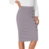 image:imageLYANER Womens High Waist Button Stretch Pencil Knee Length Straight Midi Skirt for Business CasualLight Gray