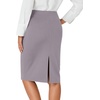 image:imageLYANER Womens High Waist Button Stretch Pencil Knee Length Straight Midi Skirt for Business CasualLight Gray