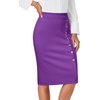 image:imageLYANER Womens High Waist Button Stretch Pencil Knee Length Straight Midi Skirt for Business CasualPurple