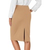 image:imageLYANER Womens High Waist Button Stretch Pencil Knee Length Straight Midi Skirt for Business CasualSolid Brown