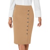 image:imageLYANER Womens High Waist Button Stretch Pencil Knee Length Straight Midi Skirt for Business CasualSolid Brown