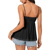 image:imageLYANER Womens Lace Babydoll Tank Top Sexy Deep V Neck Spaghetti Strap Sleeveless Cami Flared Flowy Peplum TopsBlack