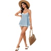 image:imageLYANER Womens Lace Babydoll Tank Top Sexy Deep V Neck Spaghetti Strap Sleeveless Cami Flared Flowy Peplum TopsBlue