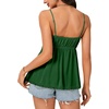 image:imageLYANER Womens Lace Babydoll Tank Top Sexy Deep V Neck Spaghetti Strap Sleeveless Cami Flared Flowy Peplum TopsDark Green
