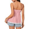 image:imageLYANER Womens Lace Babydoll Tank Top Sexy Deep V Neck Spaghetti Strap Sleeveless Cami Flared Flowy Peplum TopsLight Pink