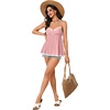 image:imageLYANER Womens Lace Babydoll Tank Top Sexy Deep V Neck Spaghetti Strap Sleeveless Cami Flared Flowy Peplum TopsLight Pink
