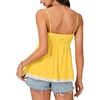 image:imageLYANER Womens Lace Babydoll Tank Top Sexy Deep V Neck Spaghetti Strap Sleeveless Cami Flared Flowy Peplum TopsLight Yellow
