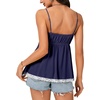 image:imageLYANER Womens Lace Babydoll Tank Top Sexy Deep V Neck Spaghetti Strap Sleeveless Cami Flared Flowy Peplum TopsNavy