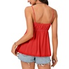 image:imageLYANER Womens Lace Babydoll Tank Top Sexy Deep V Neck Spaghetti Strap Sleeveless Cami Flared Flowy Peplum TopsRed01