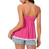 image:imageLYANER Womens Lace Babydoll Tank Top Sexy Deep V Neck Spaghetti Strap Sleeveless Cami Flared Flowy Peplum TopsRose Red