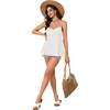image:imageLYANER Womens Lace Babydoll Tank Top Sexy Deep V Neck Spaghetti Strap Sleeveless Cami Flared Flowy Peplum TopsWhite